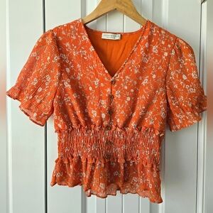 Paper Crane Orange Floral Blouse